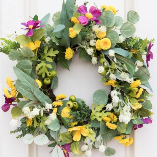 Yellow + Purple Floral Wreath